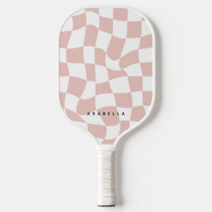Raquette De Pickleball Pagaie de Pickleball en damier rose pâle