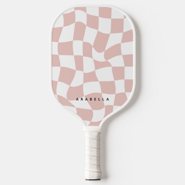 Raquette De Pickleball Pagaie de Pickleball en damier rose pâle (Recto)