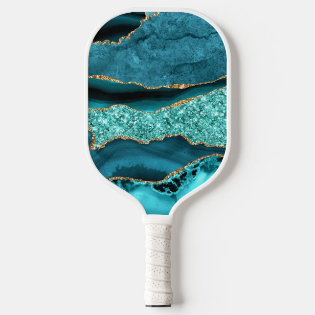 Raquette De Pickleball Pagaie de Pickleball en marbre bleu turquoise (Recto)