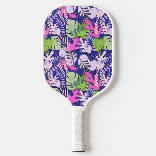 Raquette De Pickleball Pagaie de Pickleball : Feuilles Abstraits (bleu/fu (Recto)