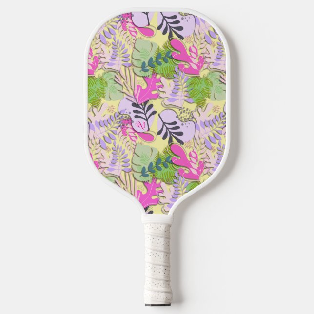 Raquette De Pickleball Pagaie de Pickleball : Feuilles Abstraits (jaune/b (Recto)