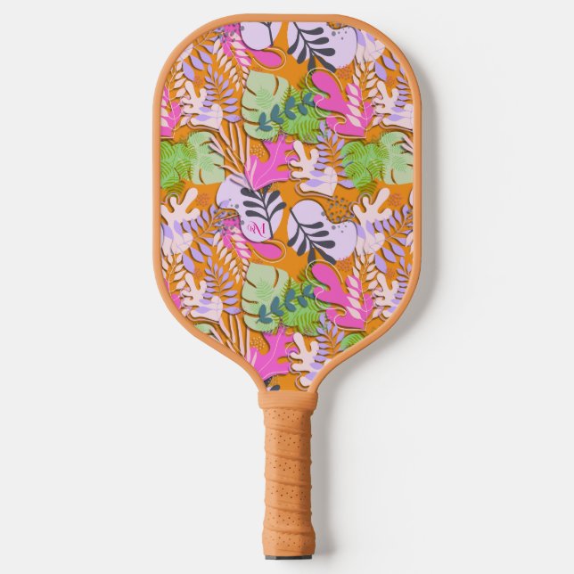 Raquette De Pickleball Pagaie de Pickleball : Feuilles Abstraits (orange/ (Recto)