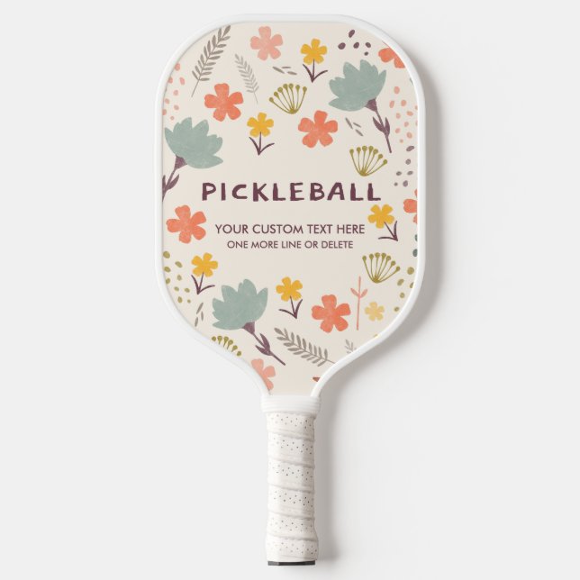 Raquette De Pickleball Pagaie de Pickleball Fleurs Boho | Personnalisez-l (Recto)