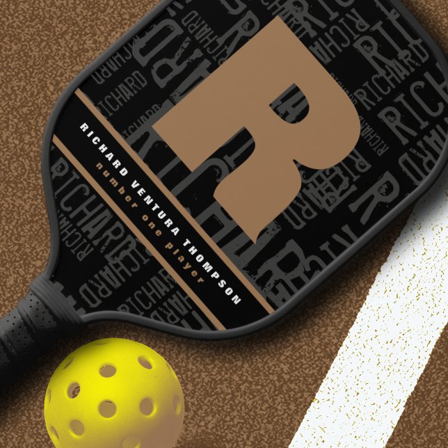 Raquette De Pickleball Pagaie de Pickleball Noir avec nom personnalisé (Créateur téléchargé)