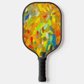 Raquette De Pickleball Pagaie de Pickleball Peinture de Doigt Jaune