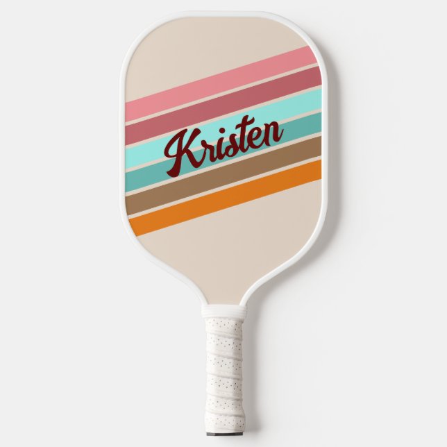 Raquette De Pickleball Pagaie de Pickleball Retro Stripe personnalisée (Recto)