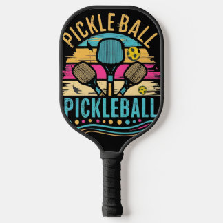 Raquette De Pickleball Pagaies cool Retro Pickleball et Net Abstrait