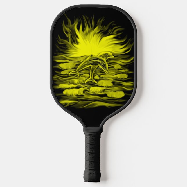 Raquette De Pickleball Paire de dauphins dans le soleil (Verso)