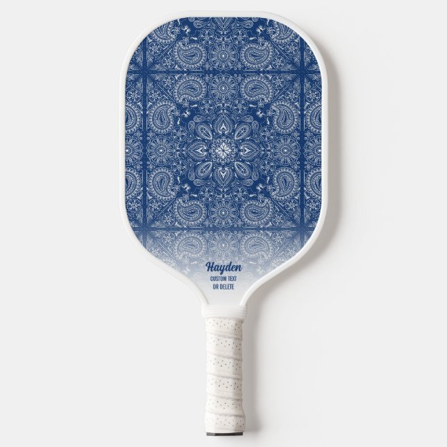 Raquette De Pickleball Paisley Bandana Motif Nom personnalisé Texte (Recto)
