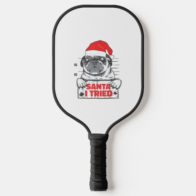 Raquette De Pickleball Pajamas de Noël de chien d'amour Père Noël J'ai es (Recto)