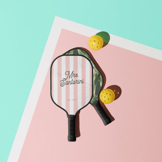 Raquette De Pickleball Palm Tree Country Club | Monogramme de mariée Mme. (Créateur téléchargé)