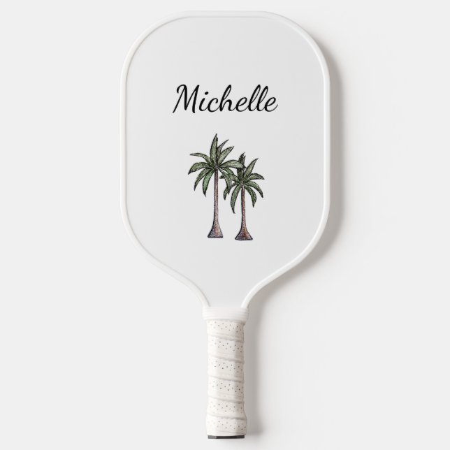 Raquette De Pickleball Palmiers de plage tropicaux Élégant Personnalisé (Recto)