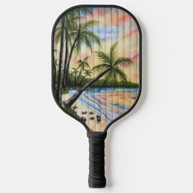 RAQUETTE DE PICKLEBALL PALMIERS TROPICAUX AVEUGLES DE PLAGE (Recto)