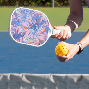 Raquette De Pickleball Palmiers tropicaux et ananas Nom personnalisé Numé