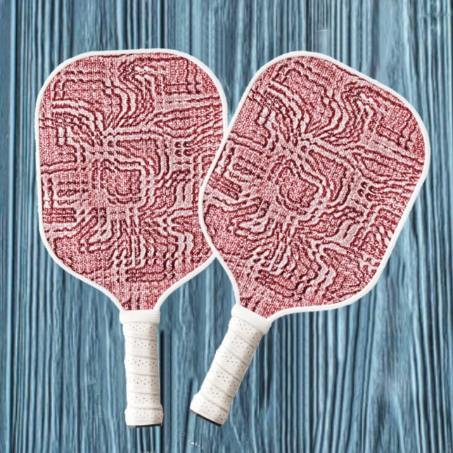 Raquette De Pickleball Panneau Flore rouge (This Red Floral Panel Pickleball Paddle has an Abstract, floral pattern to its design.)