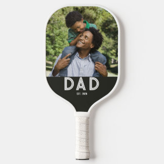 Raquette De Pickleball Papa a établi le cadeau photo noir pour la fête de
