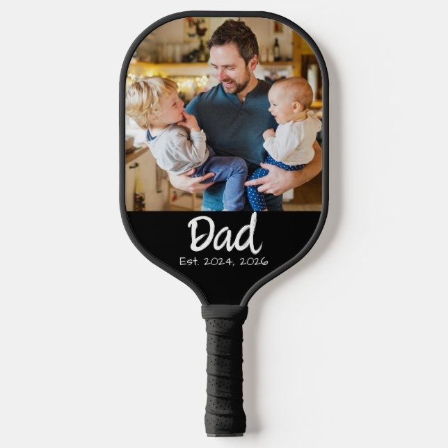 Raquette De Pickleball Papa a fondé Photo Écriture Blanche (Recto)
