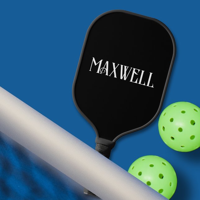 Raquette De Pickleball Papa Boss Simple Black Bold Typographie Nom de fam (Black Bold Elegant Typography Minimal Family Name Pickleball Paddle)