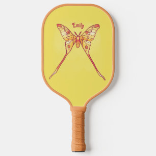 Raquette De Pickleball Papillon orange jaune Luna Moth Nom de la fille