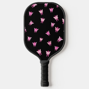 Raquette De Pickleball Papillons de sensibilisation au cancer du sein ros