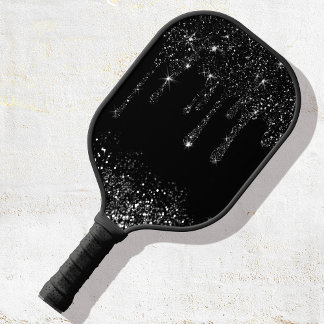 Raquette De Pickleball parties scintillant à goutte noire simulée pagaie