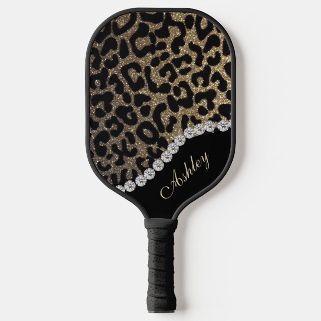 Raquette De Pickleball Parties scintillant Diamond et Leopard Ajouter un  (Recto)
