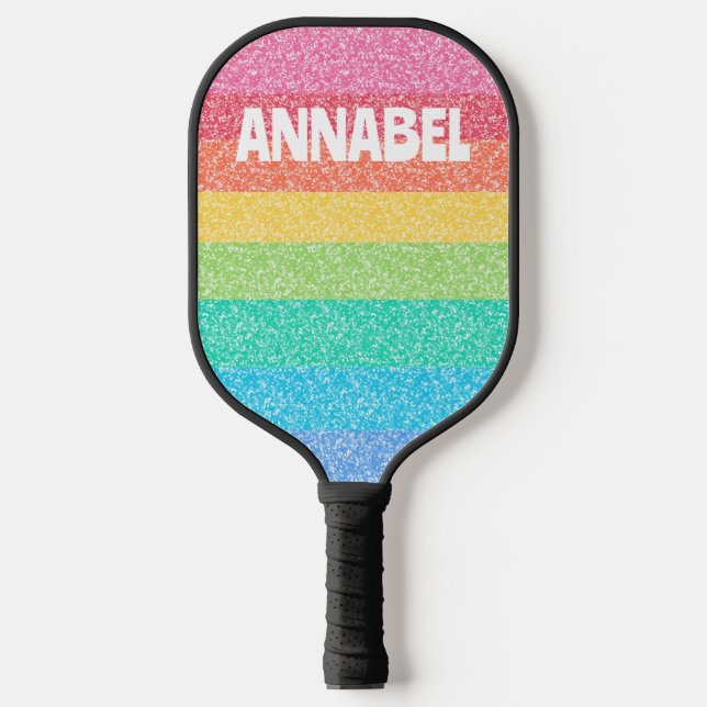 Raquette De Pickleball Parties scintillant mignonne Arc-en-ciel rayures c (Recto)