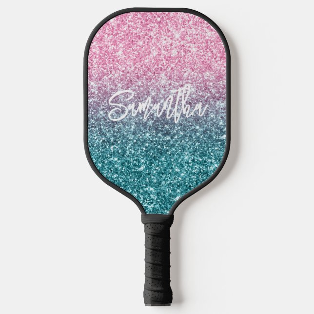 Raquette De Pickleball Parties scintillant Ombre Turquoise rose clair bri (Recto)