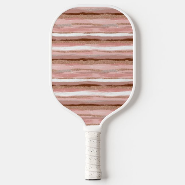Raquette De Pickleball Parties scintillant or rayé rose (Recto)