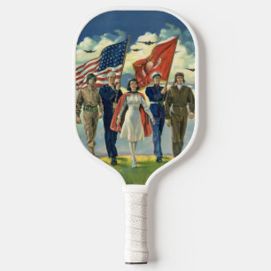 Raquette De Pickleball Patriotes Vintage, Personnel Militaire Héros Fiers