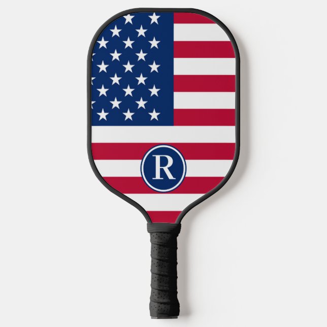 Raquette De Pickleball Patriotique Américain Rouge Bleu bleu Personnalisé (Recto)