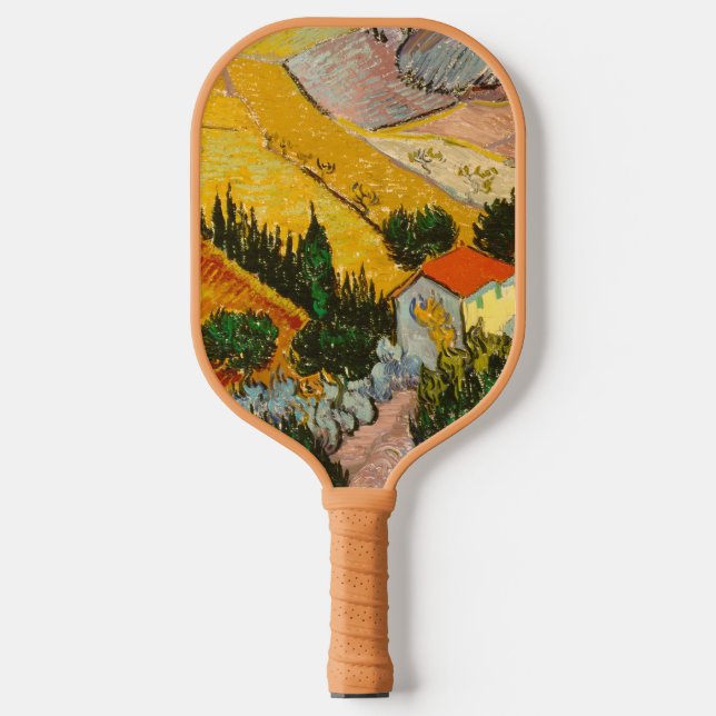 Raquette De Pickleball Paysage avec Maison et Ploughma van Gogh (Recto)