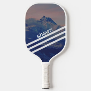 Raquette De Pickleball Paysage de montagne moderne bleu et rose Pastel Sk