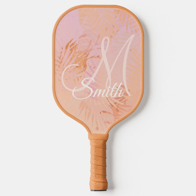 Raquette De Pickleball Peach Fuzz Feuilles Tropical Cadeau Personnalisé (Recto)