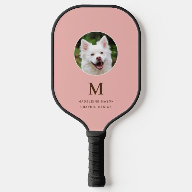 Raquette De Pickleball Peach Pink Pet Photo Personnalisée (Recto)
