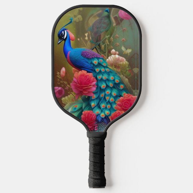Raquette De Pickleball Peacock Bleu, Jardin Rose (Recto)