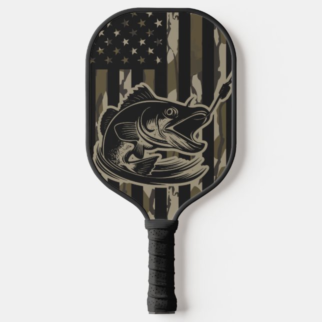 Raquette De Pickleball Pêcheur de basse Camo Drapeau Bottomland Camo (Recto)