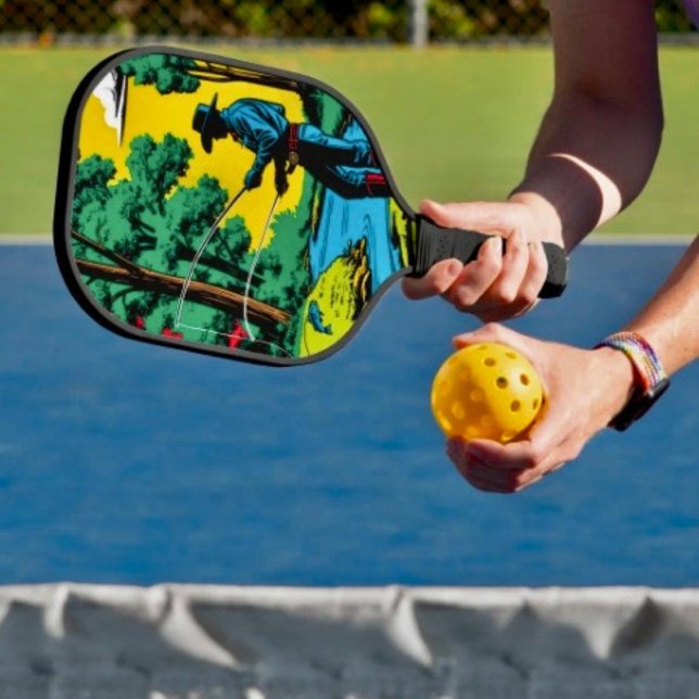 Raquette De Pickleball Pêcheur sur la rive  (Fisherman on Riverbank Pickleball Paddle Hand wrapped grip honeycomb core. 8 oz weight. )