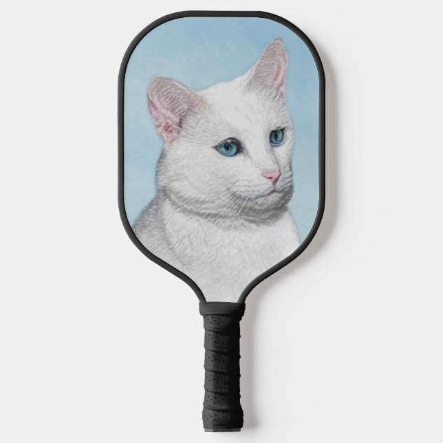 Raquette De Pickleball Peinture de chat blanc - Cute Original Cat Art (Recto)