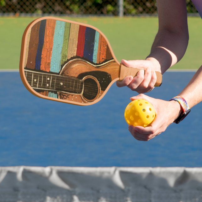 Raquette De Pickleball Peinture de guitare avec Arrière - plan rayé (Insitu)