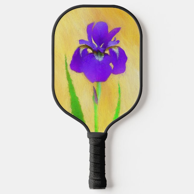 Raquette De Pickleball Peinture Iris Violet - Art Fleur Originale (Recto)