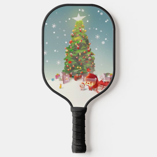 Raquette De Pickleball Père Noël avec arbre de Noël (Recto)