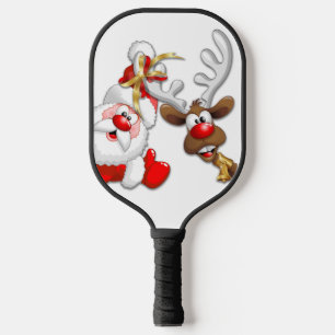 Raquette De Pickleball Père Noël et Reindeer Joyeux Noël Joyeux dessin an