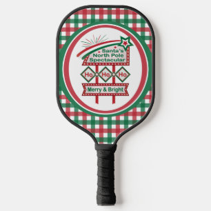 Raquette De Pickleball Père Noël's Retro Marquee - Ho Ho Ho Joyeux et lum