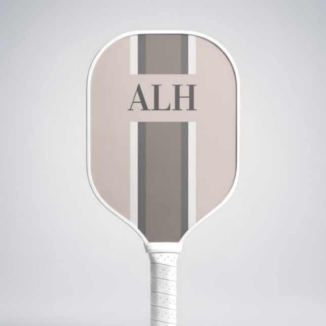 Raquette De Pickleball Personalised Neutral Stripe Custom Initials Modern (Créateur téléchargé)