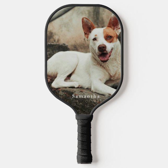 Raquette De Pickleball Personalized Dog Photo Family name (Recto)