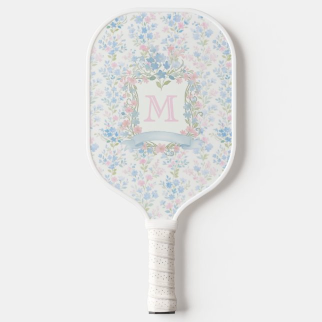 Raquette De Pickleball Personalized Floral Monogram Pickleball Paddle (Recto)