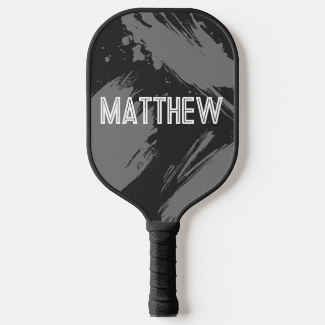 Raquette De Pickleball Personalized Gray Abstract Custom Name (Recto)