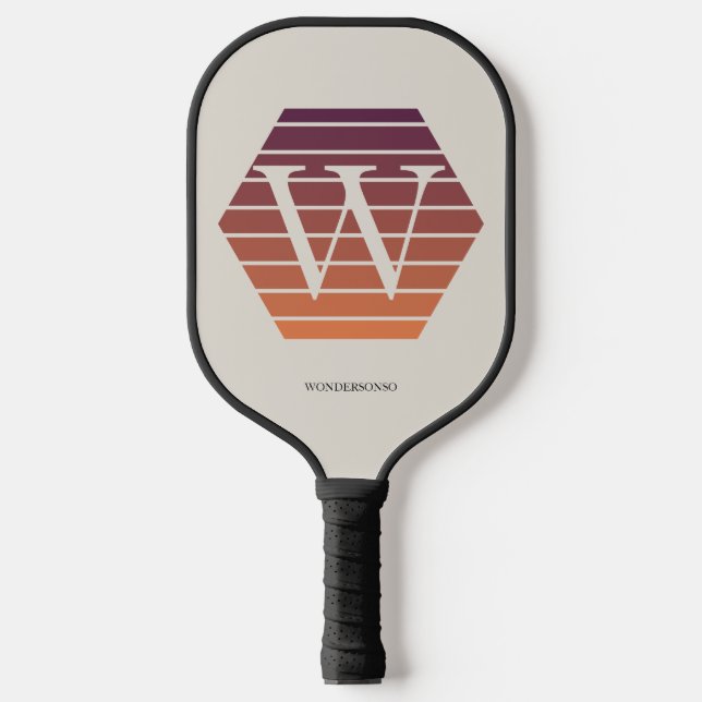 Raquette De Pickleball Personalized Ombre Monogram honeycomb hexagon (Recto)