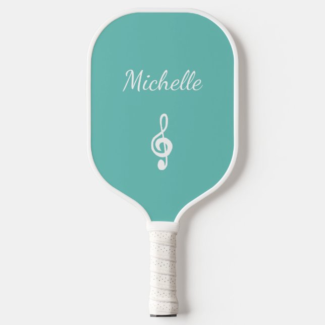 Raquette De Pickleball Personnalisé Musical Treble Clef Turquoise tendanc (Recto)